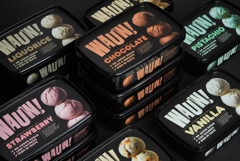 Wauw冰淇淋品牌新logo設(shè)計(jì)和包裝設(shè)計(jì)，源自第一勺的味蕾驚喜感覺(jué)