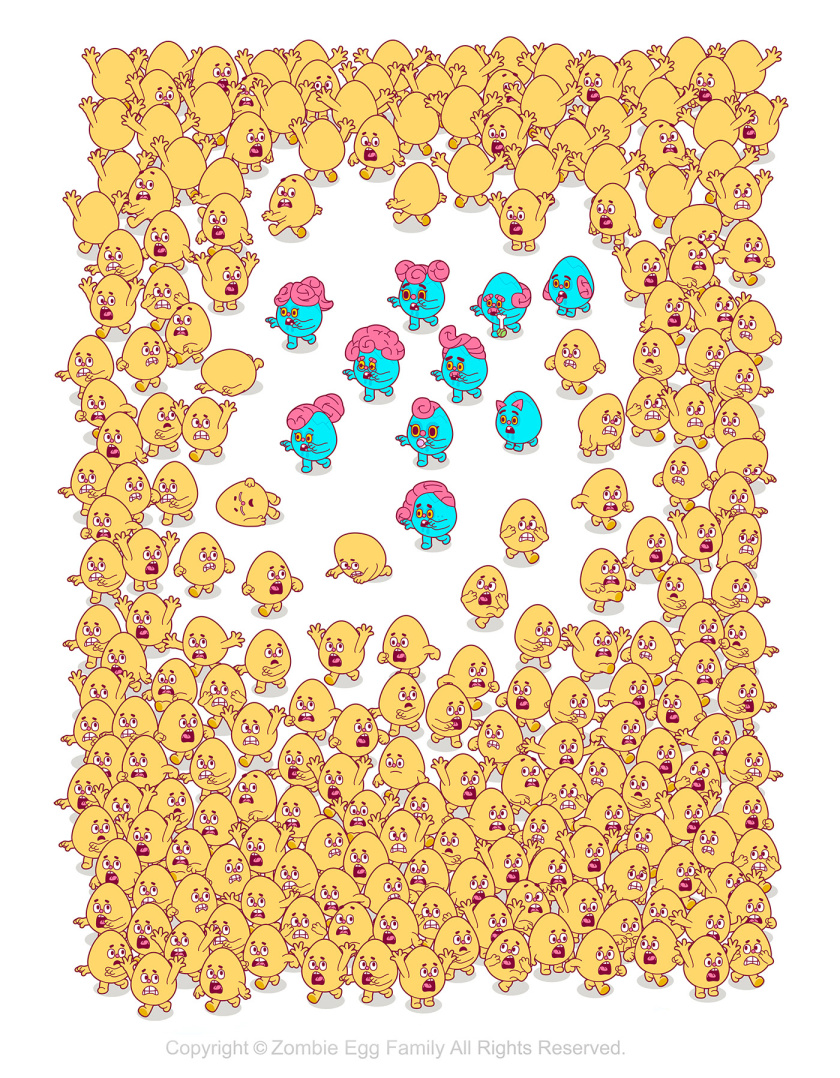 僵尸蛋家族人物設(shè)計，雞蛋3D吉祥物設(shè)計