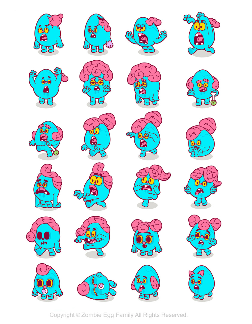 僵尸蛋家族雞蛋3D人物吉祥物設(shè)計-表情包設(shè)計