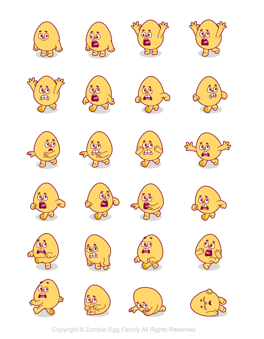 僵尸蛋家族雞蛋3D人物吉祥物設(shè)計-表情包設(shè)計