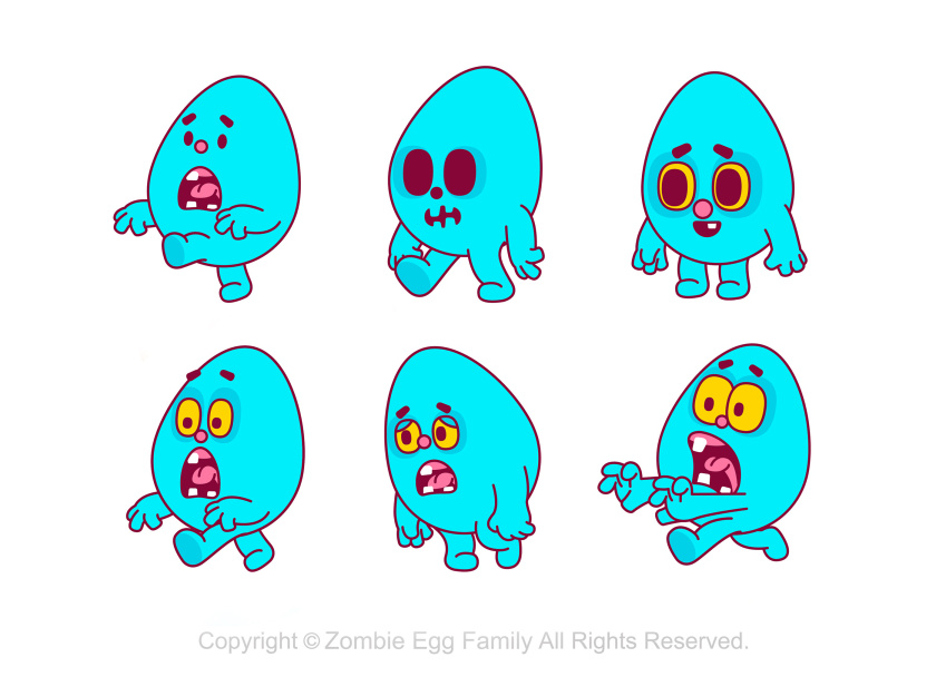 僵尸蛋家族雞蛋3D人物吉祥物設(shè)計-表情包設(shè)計