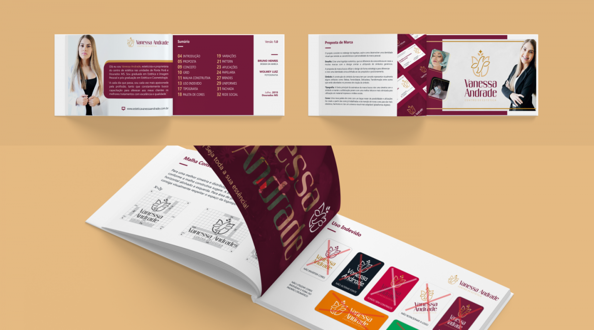 Vanessa Andrade 醫(yī)療美容機(jī)構(gòu)（醫(yī)美）品牌logo設(shè)計(jì)vi設(shè)計(jì)，花朵+蜂鳥