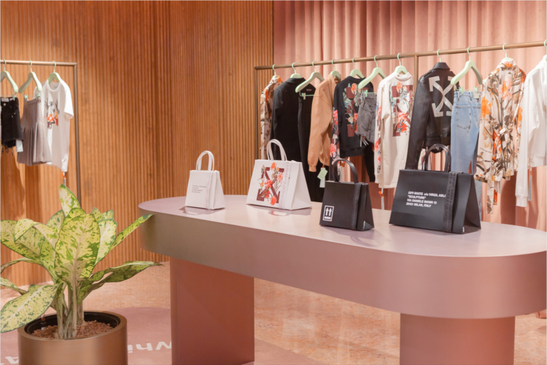 Off-White精品女裝服飾店鋪空間設計，洋溢粉紅色女性氣息