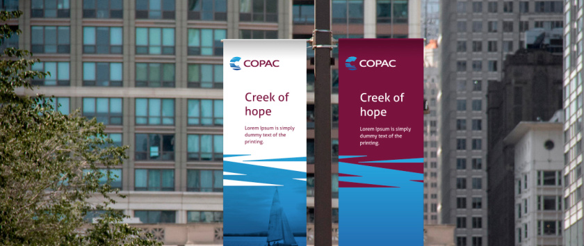 美國最古老醫(yī)療康復(fù)中心COPAC品牌形象重塑-logo與vi設(shè)計(jì)，突出密西西比河的波浪狀圖案