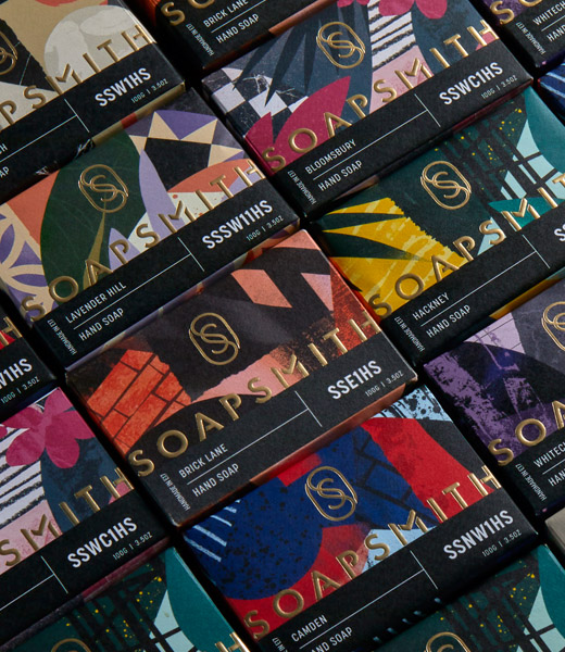 Soapsmith手工肥皂和身體清潔護理產品品牌logo與包裝設計，充滿豪華都市氣息