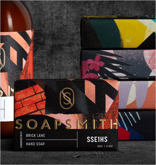 Soapsmith手工肥皂和身體清潔護理產品品牌logo與包裝設計，充滿豪華都市氣息