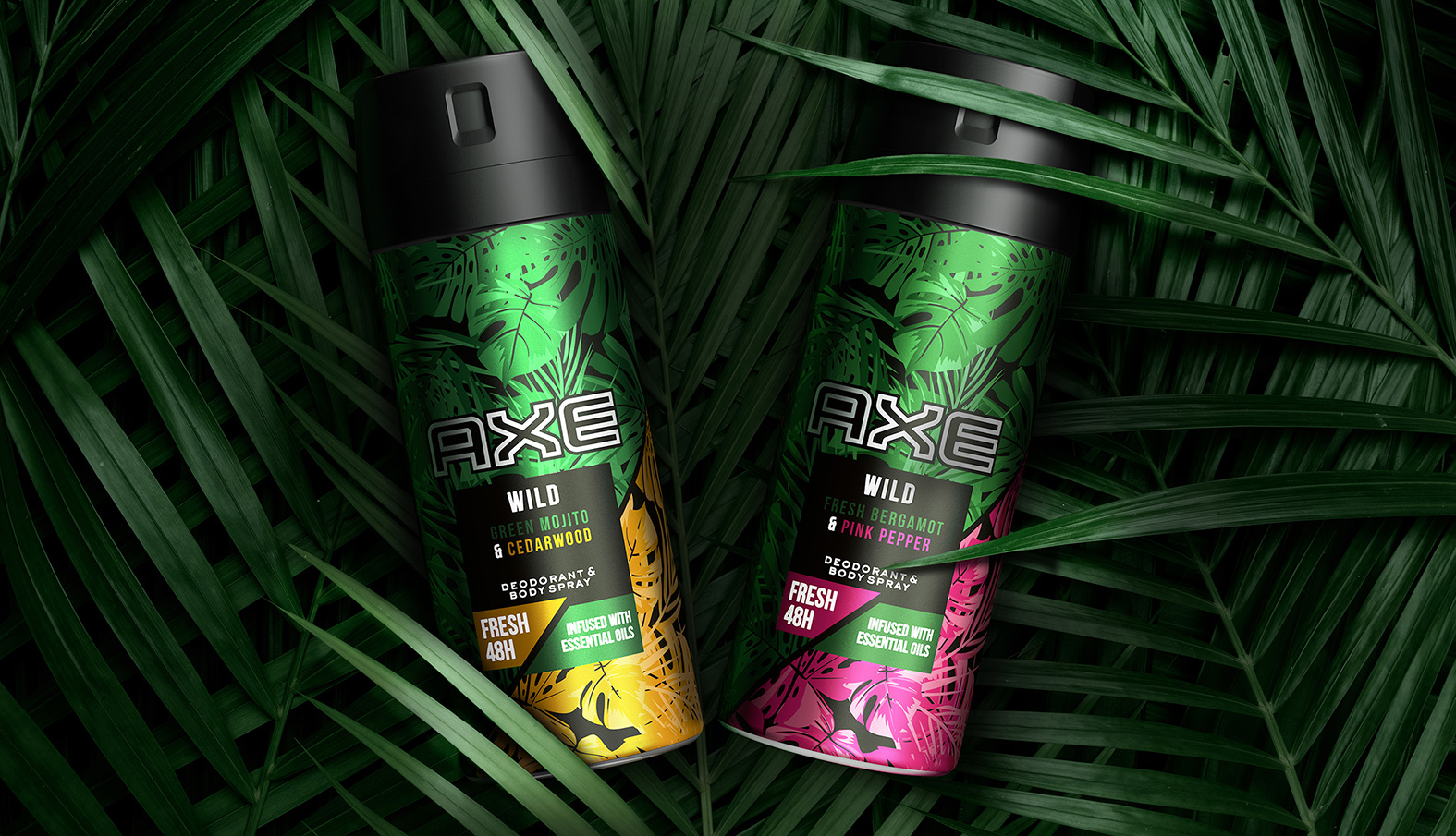 AXE WILD系列身體噴霧劑和洗發水沐浴露產品包裝設計，釋放自然野性
