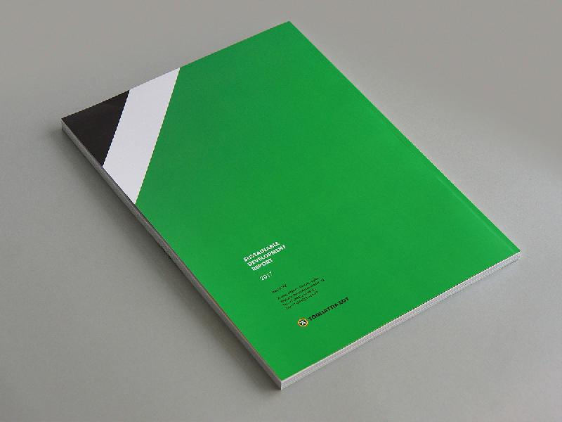Togliattiazot 2017年企業可持續發展報告宣傳冊設計，斜杠條紋風格