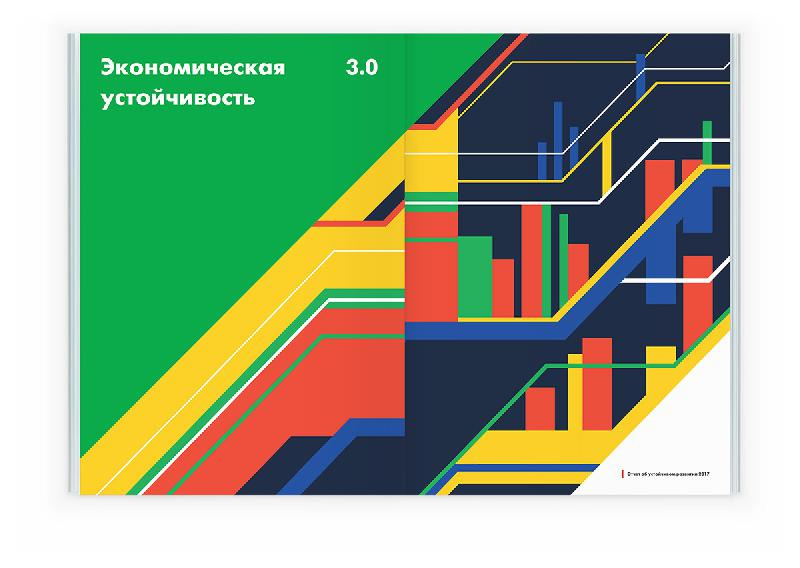 Togliattiazot 2017年企業可持續發展報告宣傳冊設計，斜杠條紋風格