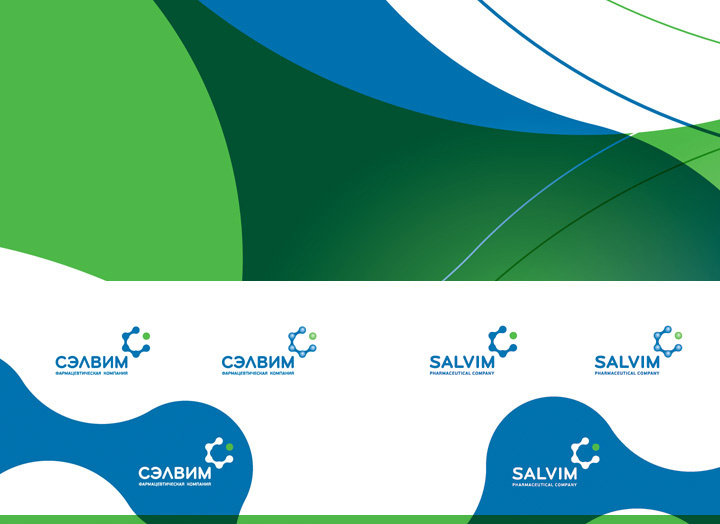 醫藥品牌設計：Salvim制藥公司企業logo設計vi設計，基因分子鍵元素+字母C