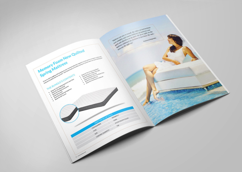 nitelax床墊畫冊設計，左右布局加淡雅設計，營造輕松風格