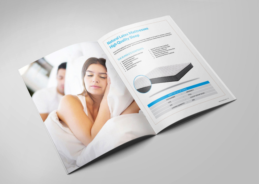 nitelax床墊畫冊設計，左右布局加淡雅設計，營造輕松風格