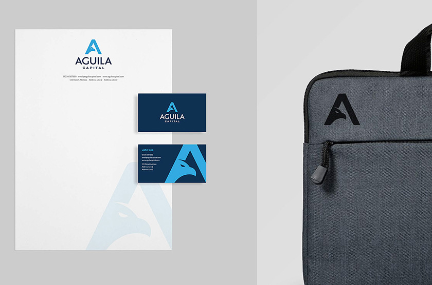 Aguila Capital 巴西對沖基金logo設計“字母A+鳥”與品牌視覺形象設計