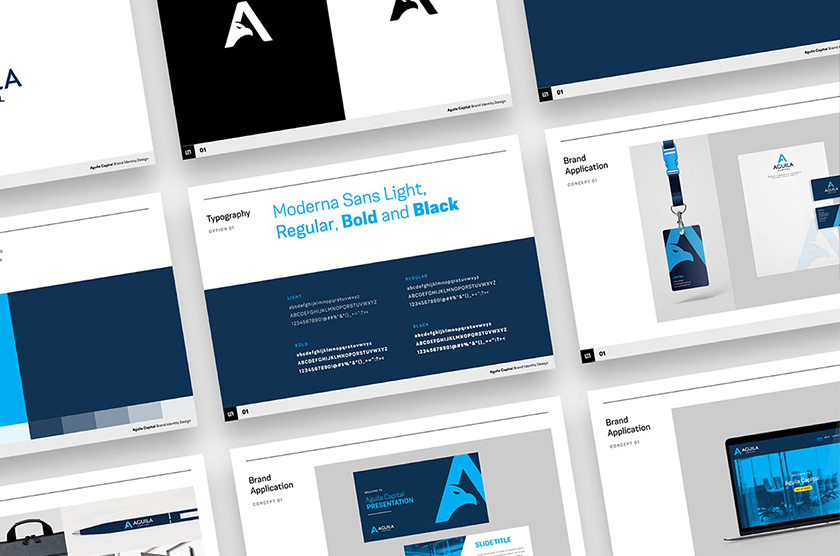 Aguila Capital 巴西對沖基金logo設計“字母A+鳥”與品牌視覺形象設計