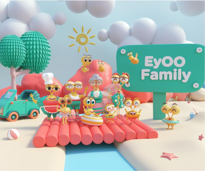 Eyoo family 蜜蜂人家族3D吉祥物設計及場景畫面設計