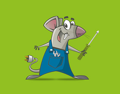 汽車(chē)維修吉祥物設(shè)計(jì)，擬人化的可愛(ài)老鼠形象