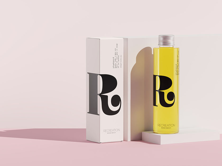 RECREATION香水品牌設計包裝設計，重視樂趣，健康和幸福的感覺