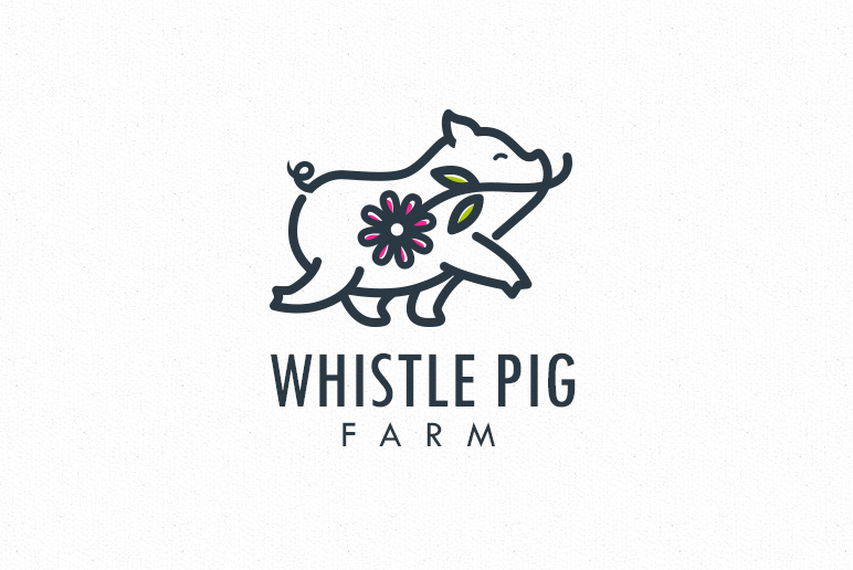 極簡主義永恒標志logo-口哨豬Farm農場logo設計