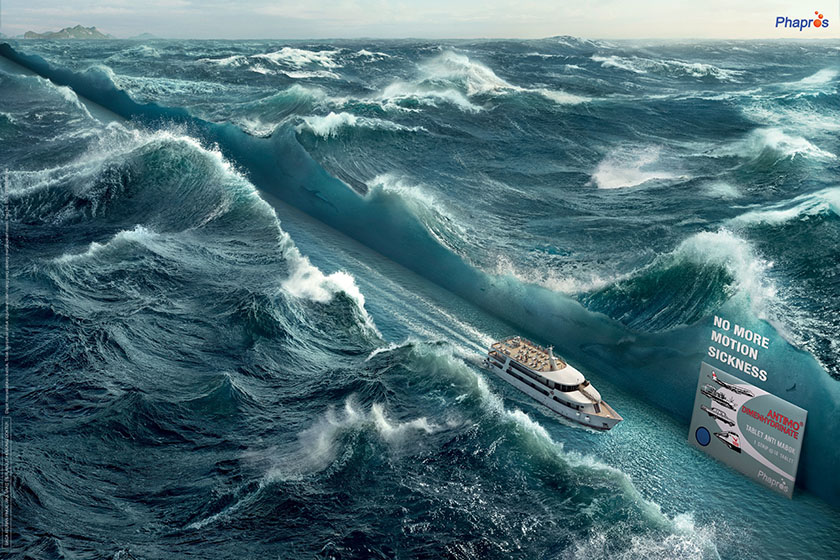 “不再暈車”Antimo暈車藥品廣告設計，化顛簸為如履平地