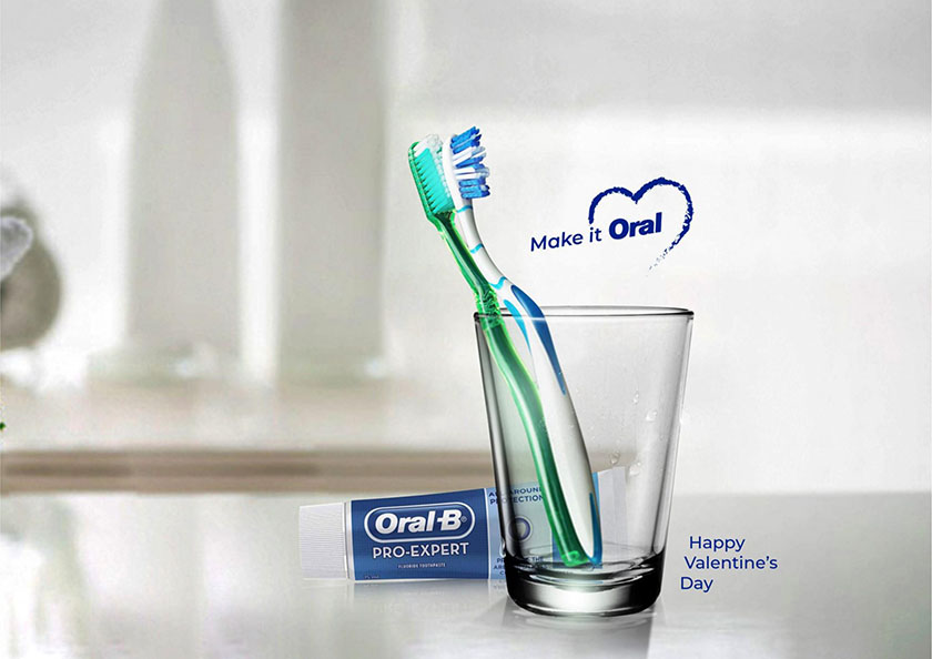 Oral-B藥膏情人節海報設計，盡秀浪漫與癡情