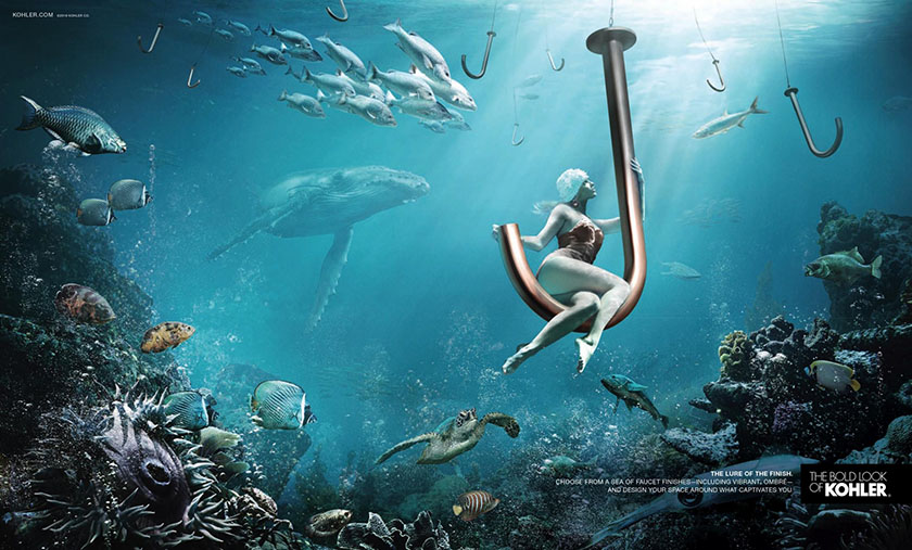 科勒科勒衛浴品牌平面廣告設計，彰顯古典優雅風尚