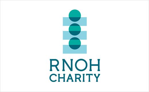 RNOH骨科慈善醫(yī)院品牌形象設(shè)計(jì)，logo設(shè)計(jì)猶如人體脊柱或落入籌款罐的硬幣