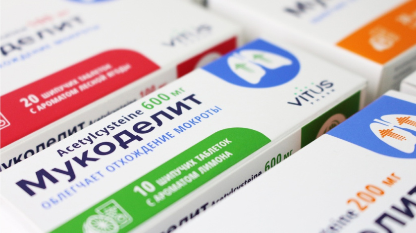 Vitus咳嗽藥品包裝設計，突出肺部器官元素