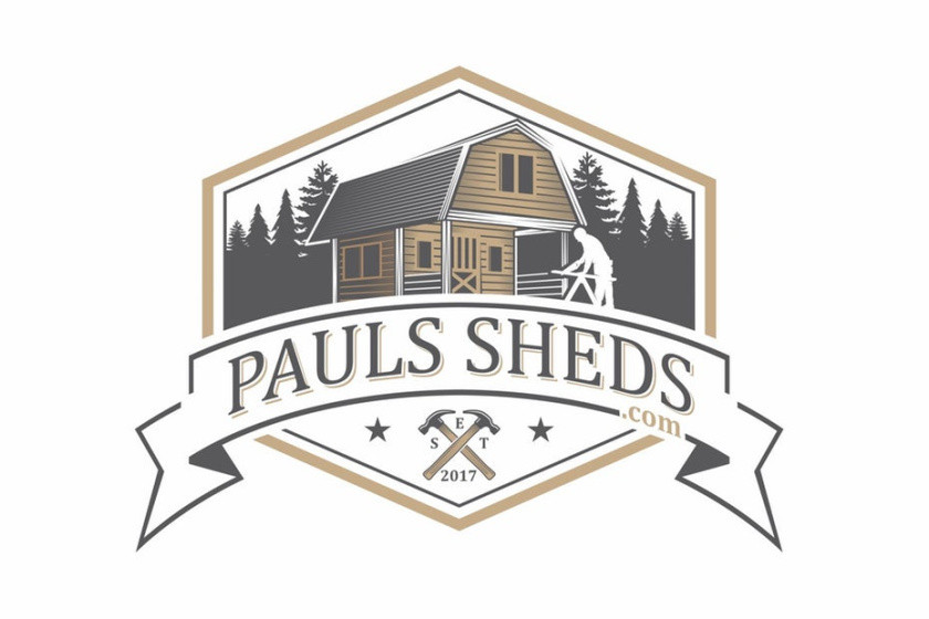 直觀展示型建筑標志設計-與文本“pauls sheds.com”的棚子的形象