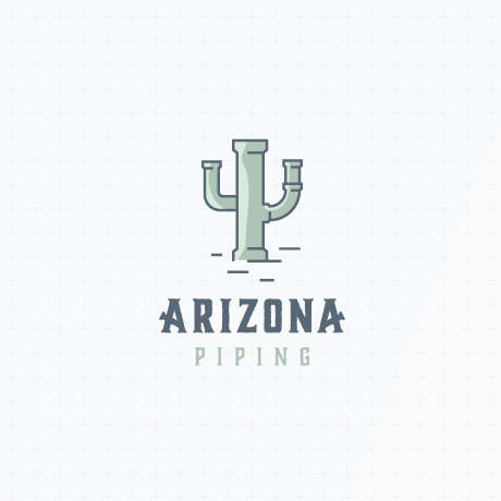 有趣的建筑標志設計-繪制由管道制成的仙人掌與文本“亞利桑那州管道”