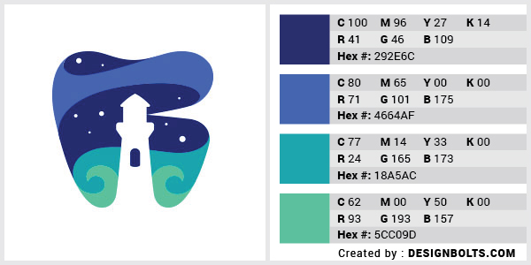 最佳4色組合標志設計-深藍色和海藍色組合