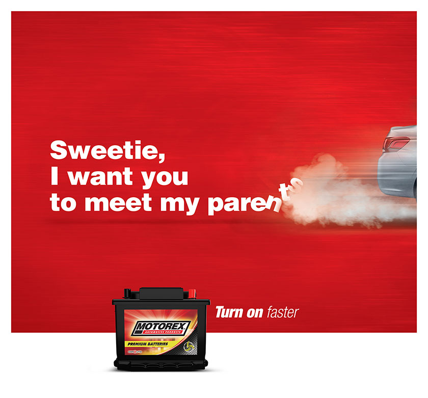 Motorex汽車蓄電池平面廣告海報(bào)設(shè)計(jì)，幽默接地氣的對(duì)話系列