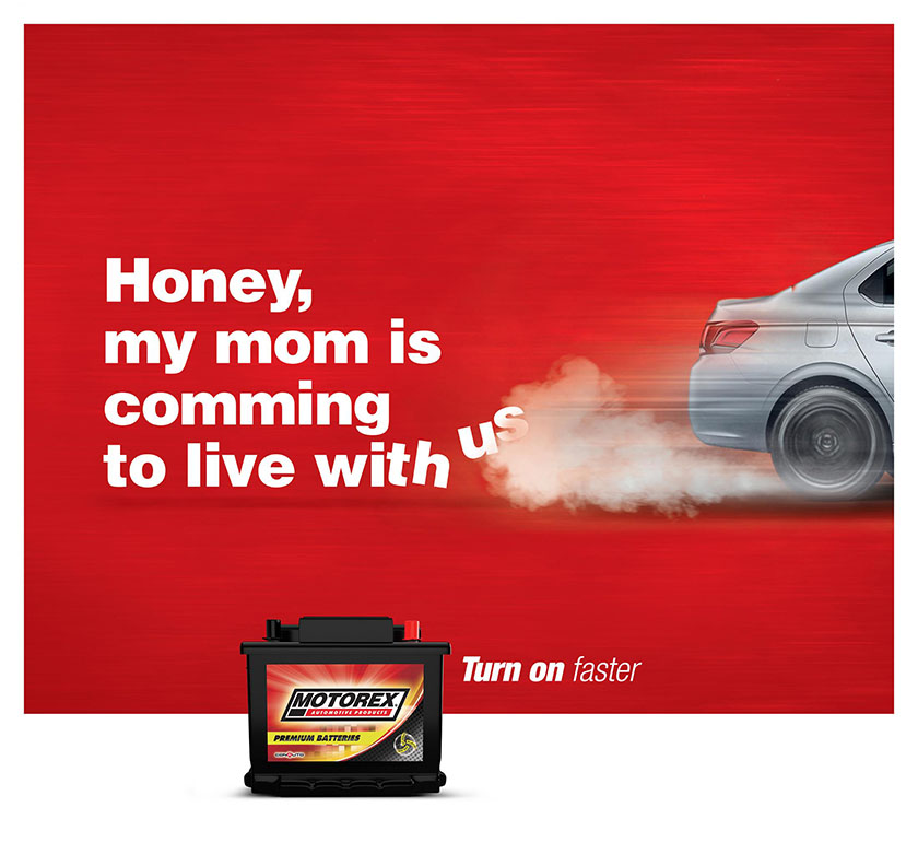 Motorex汽車蓄電池平面廣告海報(bào)設(shè)計(jì)，幽默接地氣的對(duì)話系列
