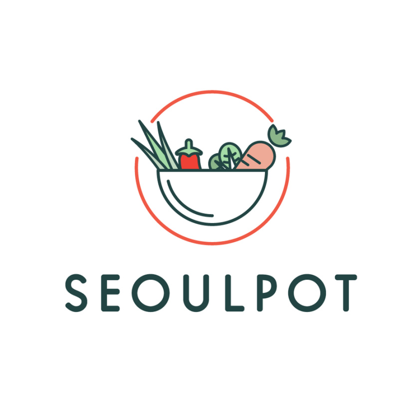 為企業(yè)活動制作的現(xiàn)代餐飲標志-用碗的線條藝術和蔬菜結合制作的商標