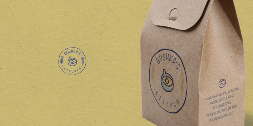 社交活動的友好餐飲logo-Bushkas廚房標志