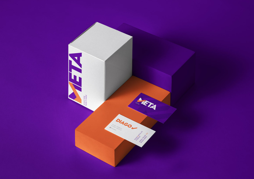 Meta品牌vi設計，充滿激情的橙色與紫色配色