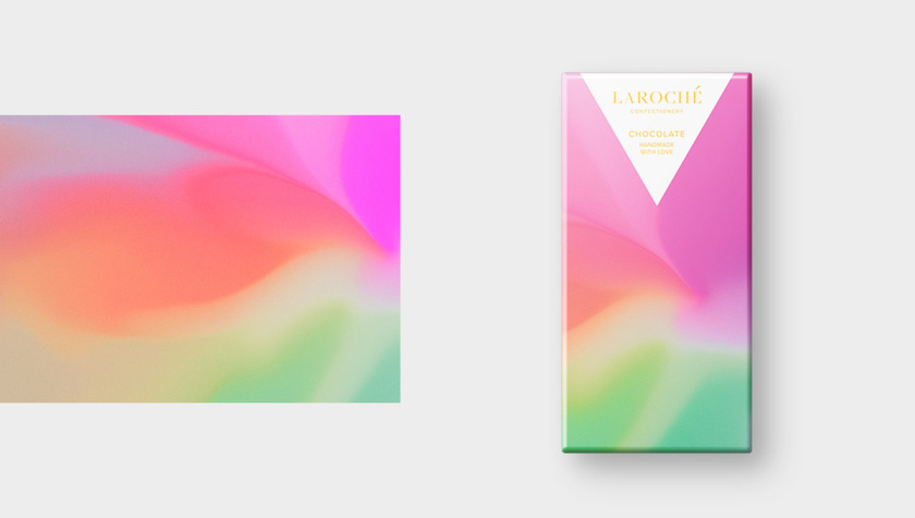 Laroché巧克力創造一個充滿活力多彩漸變色的包裝設計