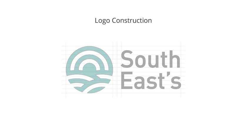 South East''s 人造絲紡織原料成分品牌logo設計vi設計，太陽農田纖維元素