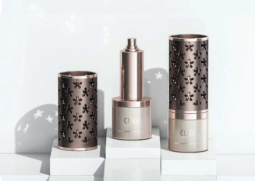 Clio香水包裝設計與阿拉伯花形格子香水瓶形設計