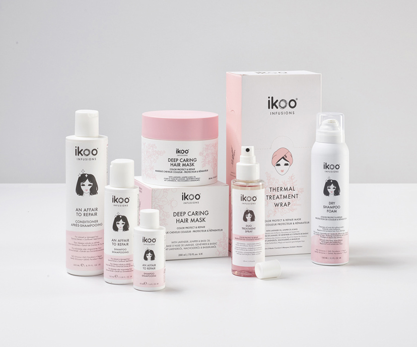 ikoo 頭發護理護發產品包裝設計,一個女性頭部的插畫成為包裝的亮點 ikoo 頭發護理護發產品包裝設計,一個女性頭部的插畫成為包裝的亮點