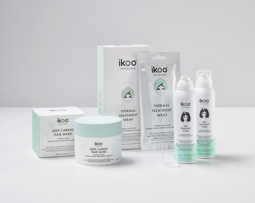 ikoo 頭發護理護發產品包裝設計,一個女性頭部的插畫成為包裝的亮點 ikoo 頭發護理護發產品包裝設計,一個女性頭部的插畫成為包裝的亮點