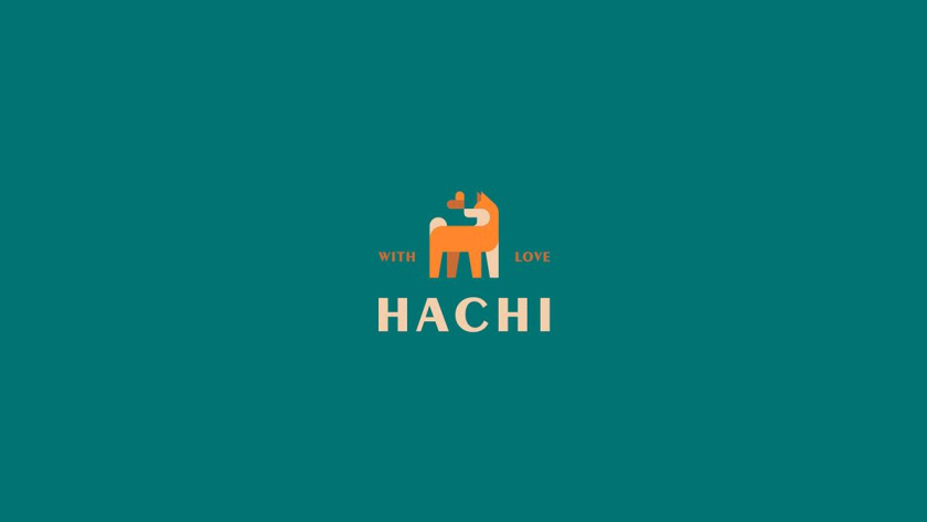 Hachi 咖啡店logo設計”矢量狗狗圖形