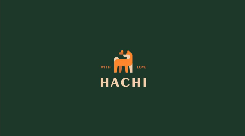 Hachi 咖啡店logo設計”矢量狗狗圖形“