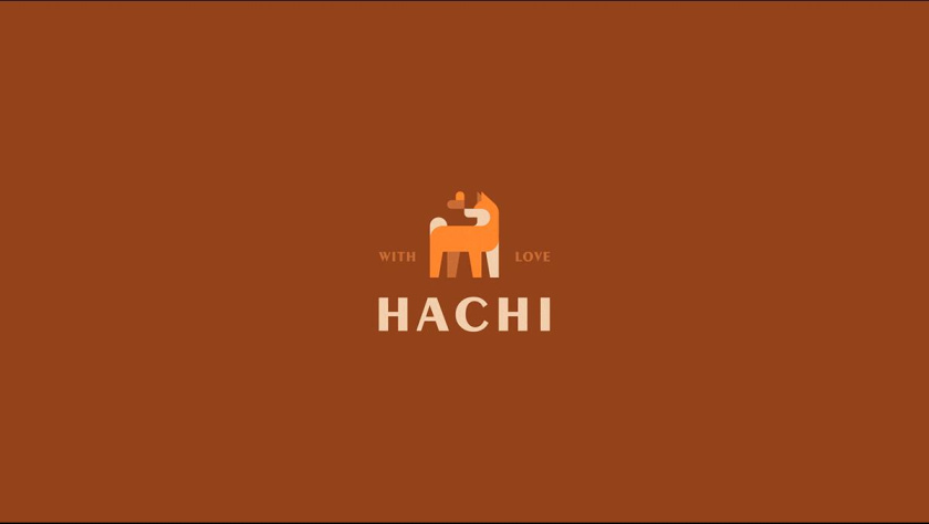 Hachi 咖啡店logo設計”矢量狗狗圖形“