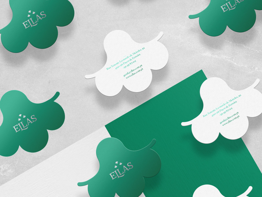 ELLAS珠寶品牌logo設(shè)計與品牌vi形象設(shè)計，三個花朵徽章