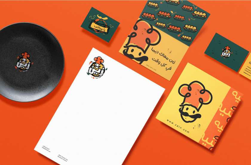 Zain restaurant 三明治西式快餐餐廳餐飲logo設計vi設計，疏漏的手繪風格