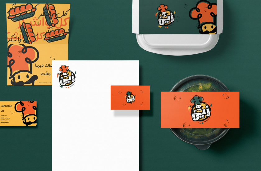 Zain restaurant 三明治西式快餐餐廳餐飲logo設計vi設計，疏漏的手繪風格