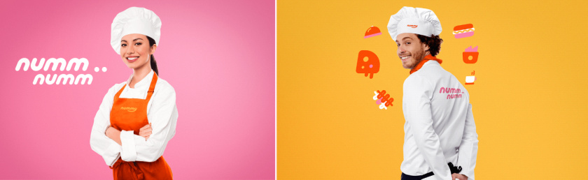 Nummy云端廚房外賣美食品牌logo設計與形象vi設計，源自字母n的識別符號