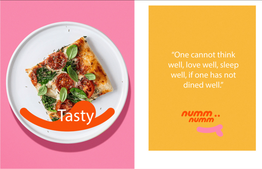 Nummy云端廚房外賣美食品牌logo設計與形象vi設計，源自字母n的識別符號