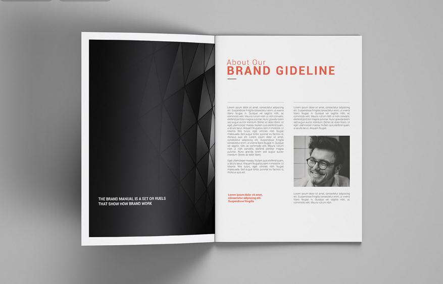 簡約科技風格品牌畫冊設計模板，單橙+灰色配色