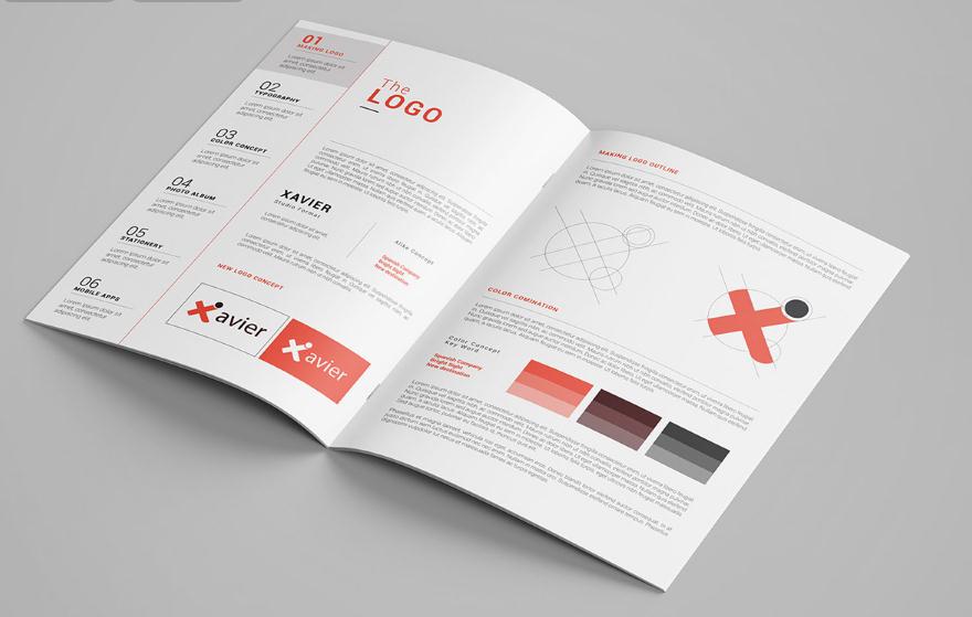 簡約科技風格品牌畫冊設計模板，單橙+灰色配色